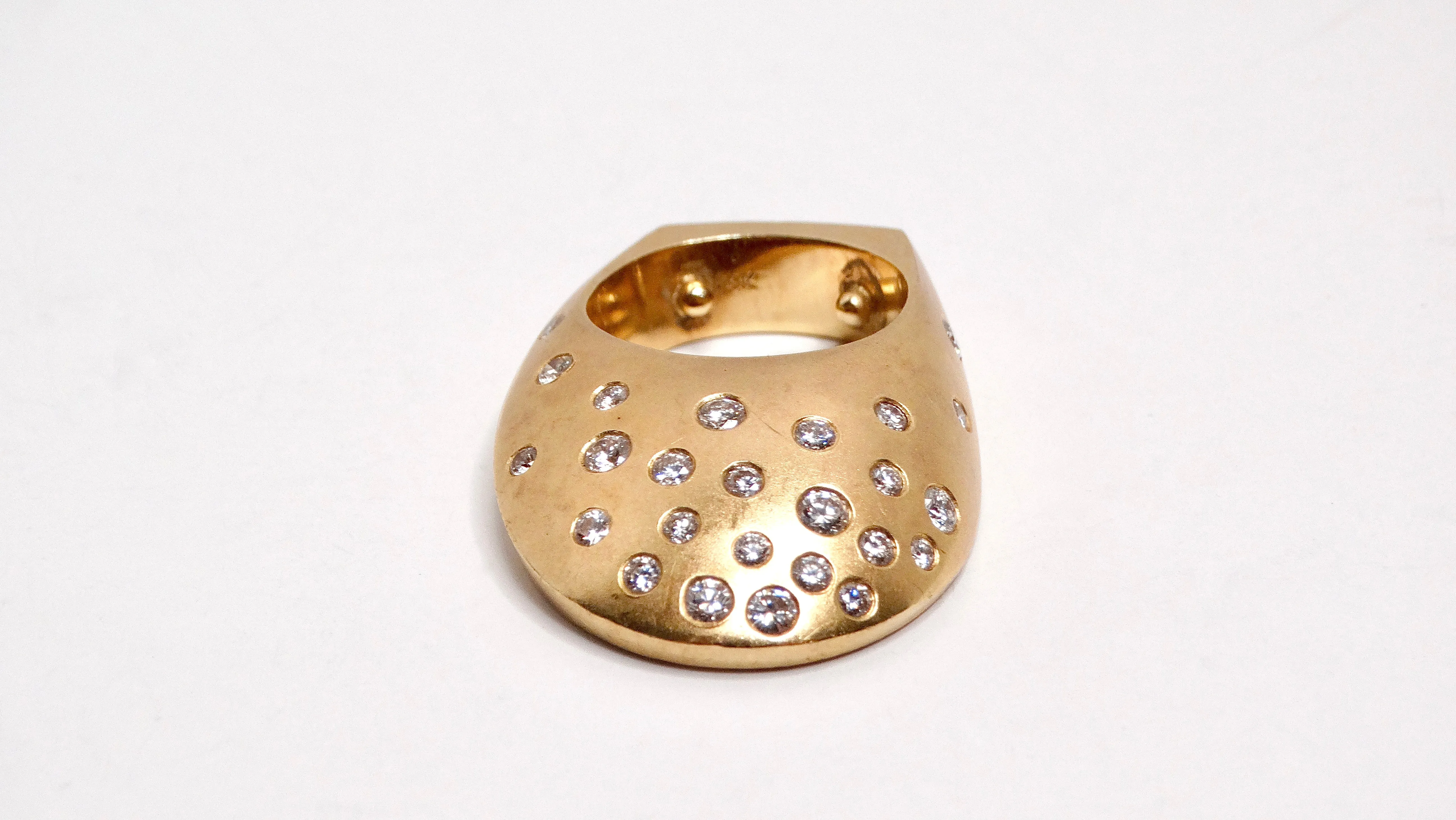 14k Gold and 25 Diamond Gauthier Jewelry Dome Ring Circa 1980s