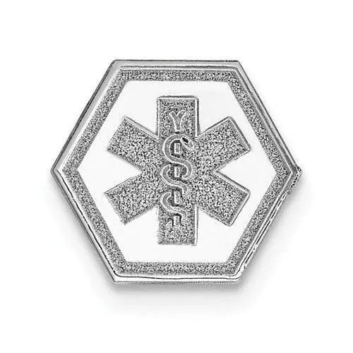 14k White Gold Medical Alert ID Emblems Pendant