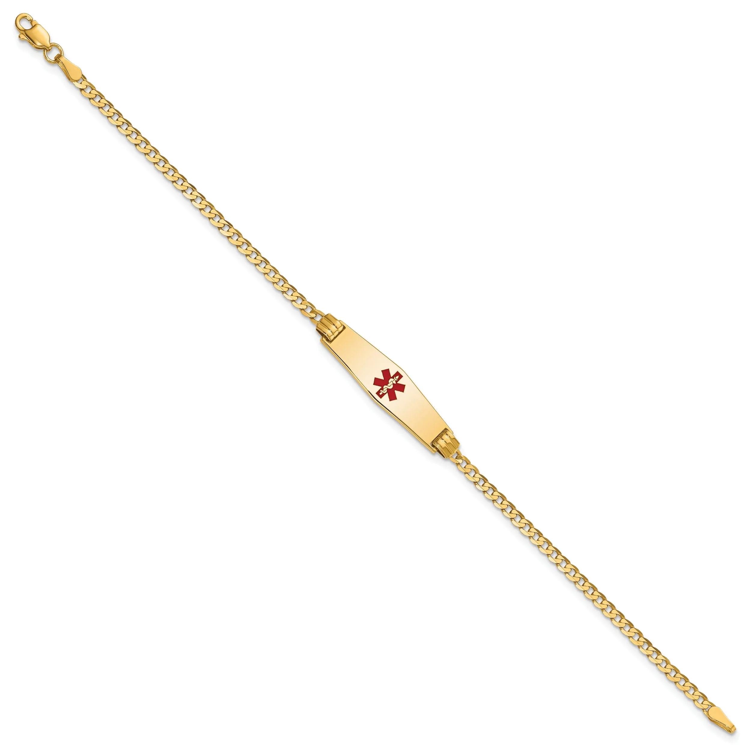 14K Yellow Gold Curb Link Medical ID Bracelet
