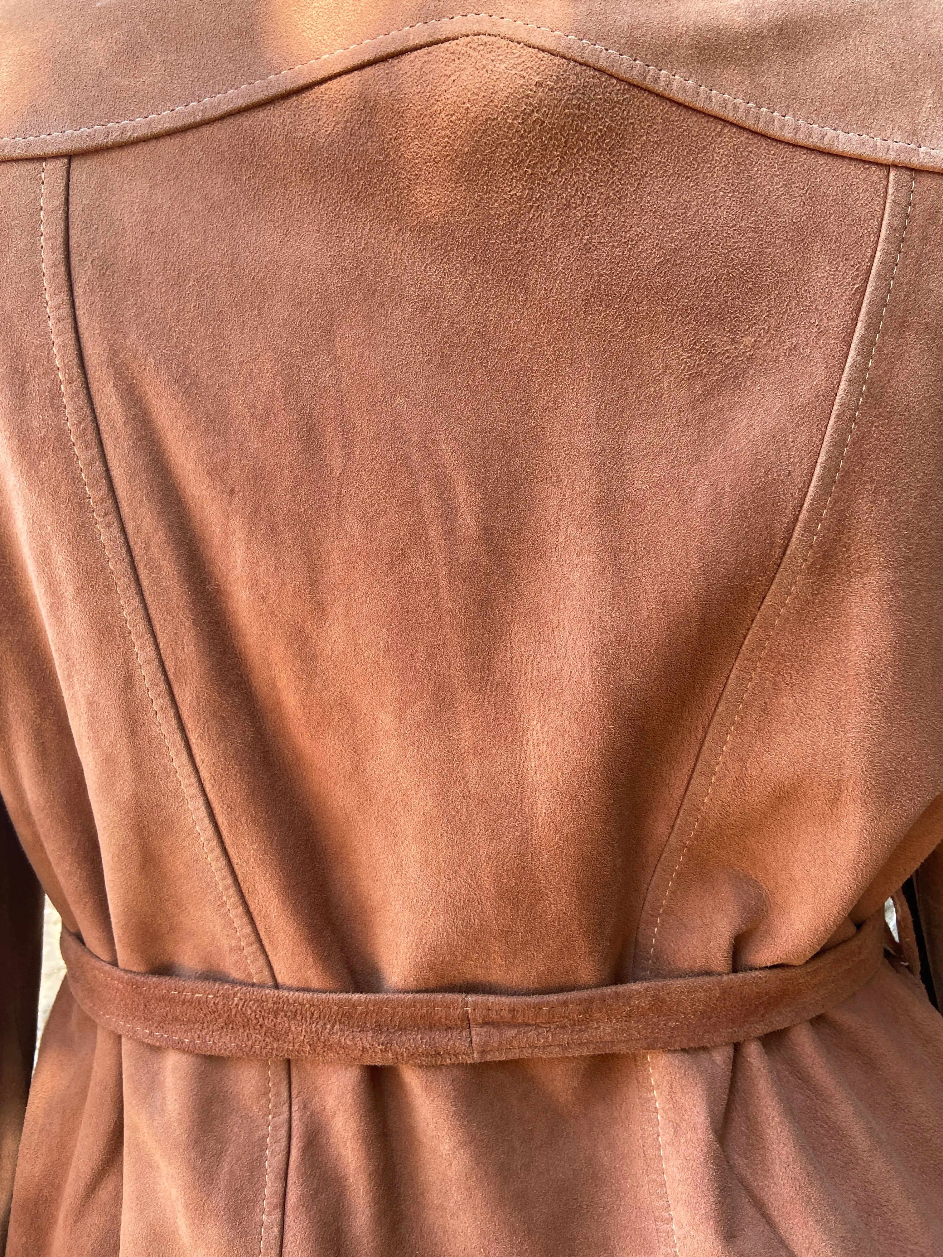 1940s Button Front Suede Tie Waist Jacket