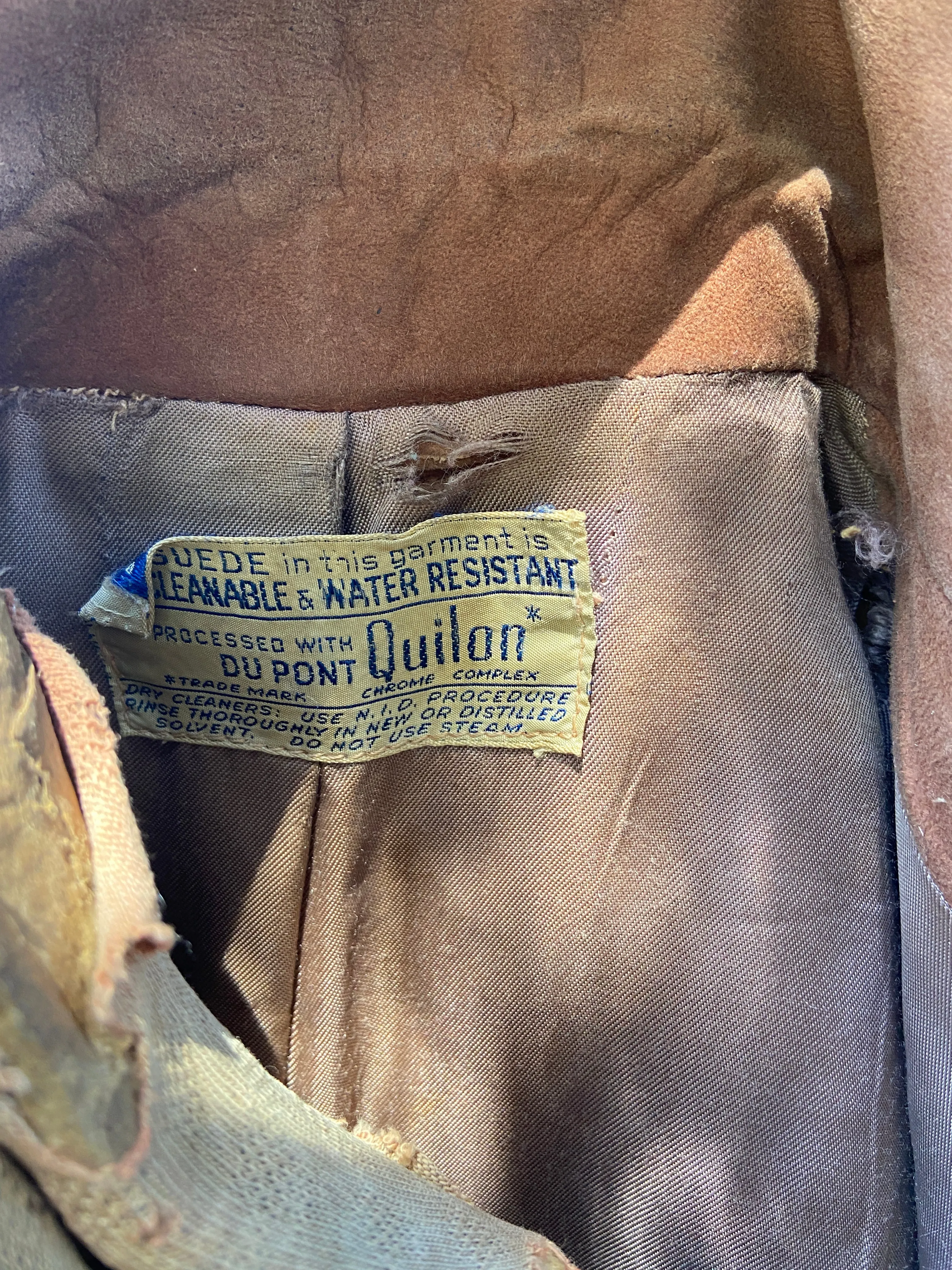 1940s Button Front Suede Tie Waist Jacket