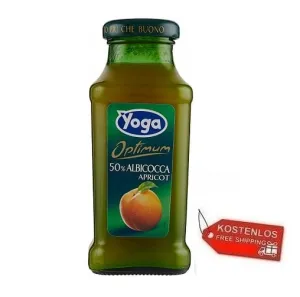 24x Yoga Bar Albicocca Aprikosen Fruchtsaft Glasflasche 200ml