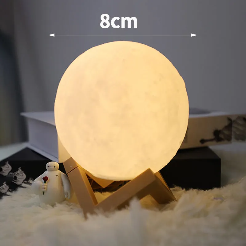 3D LED Moon Lamp Printed Bedside Moon Night Light