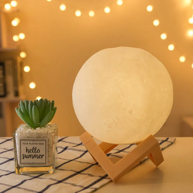 3D LED Moon Lamp Printed Bedside Moon Night Light