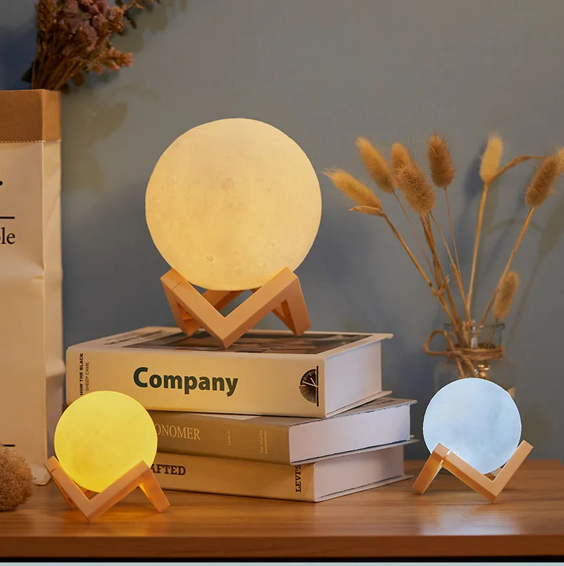 3D LED Moon Lamp Printed Bedside Moon Night Light