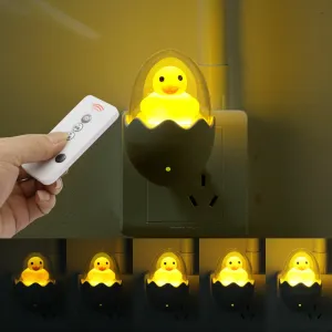 3pcs Yellow Duck Dimmable LED Night Light With Remote