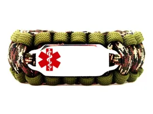 550 Paracord Medical ID Bracelet – Personalized Engraved Stainless Steel ID Tag w/ Red Medical Symbol