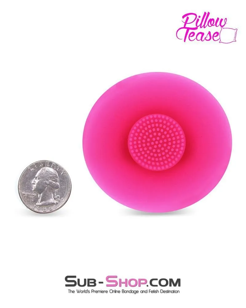 7081S-SIS      Vibrating Pink Sissy Silicone Breast Suction Cup with Nipple Stimulators Inside, Single