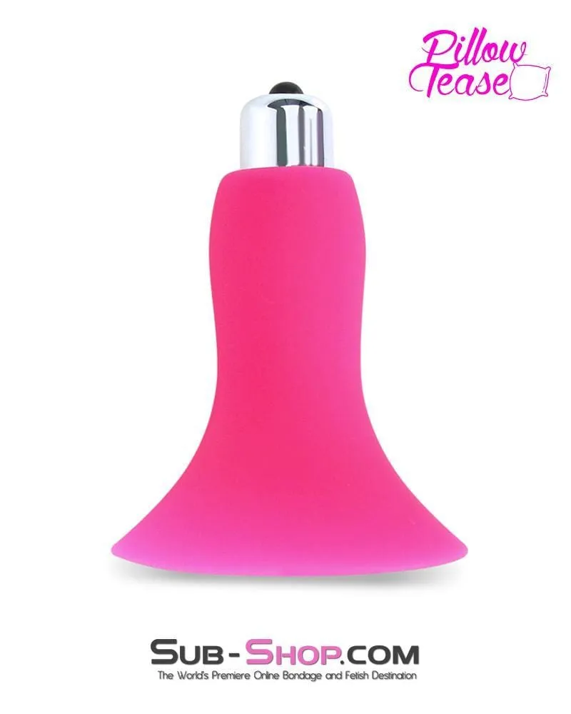 7081S-SIS      Vibrating Pink Sissy Silicone Breast Suction Cup with Nipple Stimulators Inside, Single