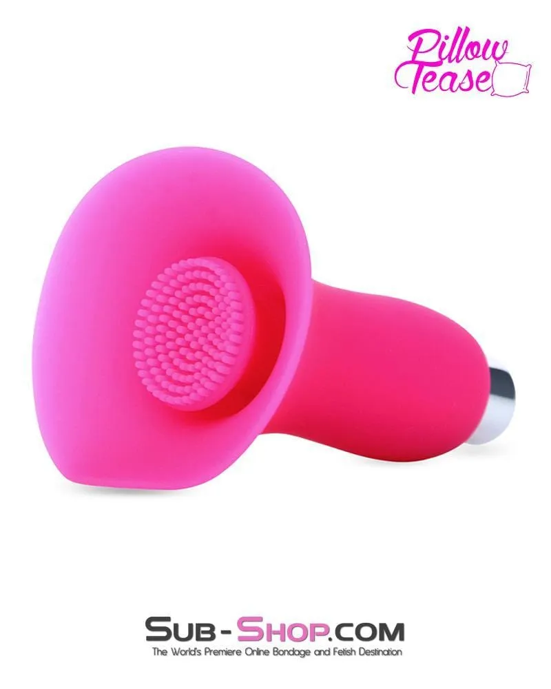 7081S-SIS      Vibrating Pink Sissy Silicone Breast Suction Cup with Nipple Stimulators Inside, Single