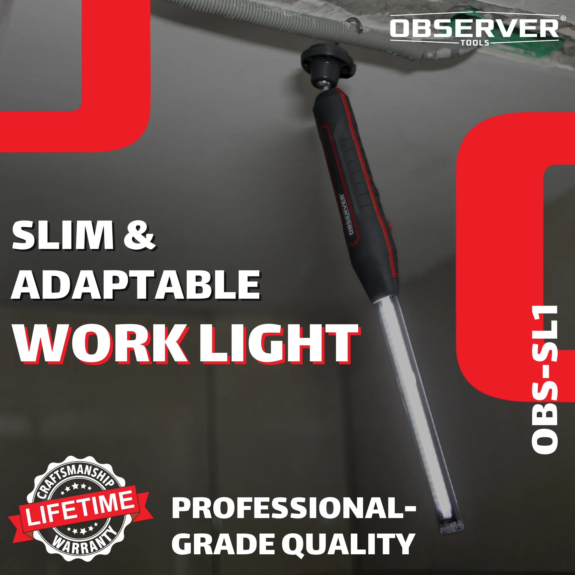 900 Lumen Dual-Lamp LED Rechargeable Slim Light with Stepless Dimming and Magnetic-Pivoting Base