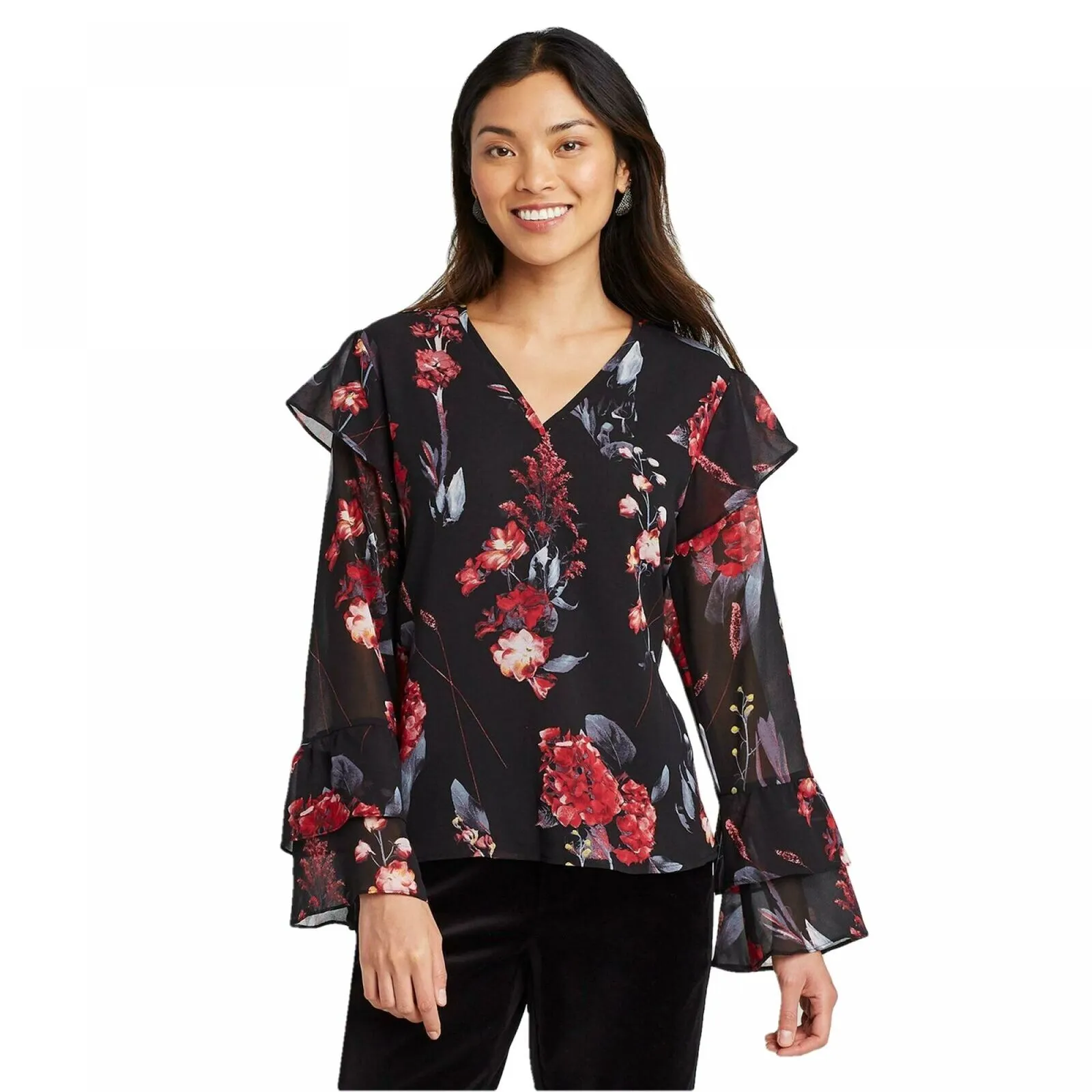 A New Day Women's Long-Sleeve Romantic Ruffle Blouse