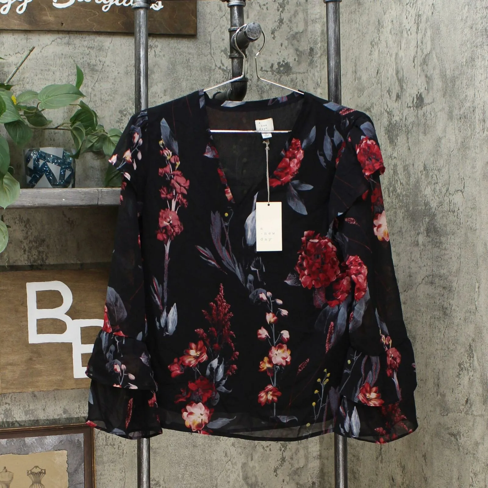 A New Day Women's Long-Sleeve Romantic Ruffle Blouse
