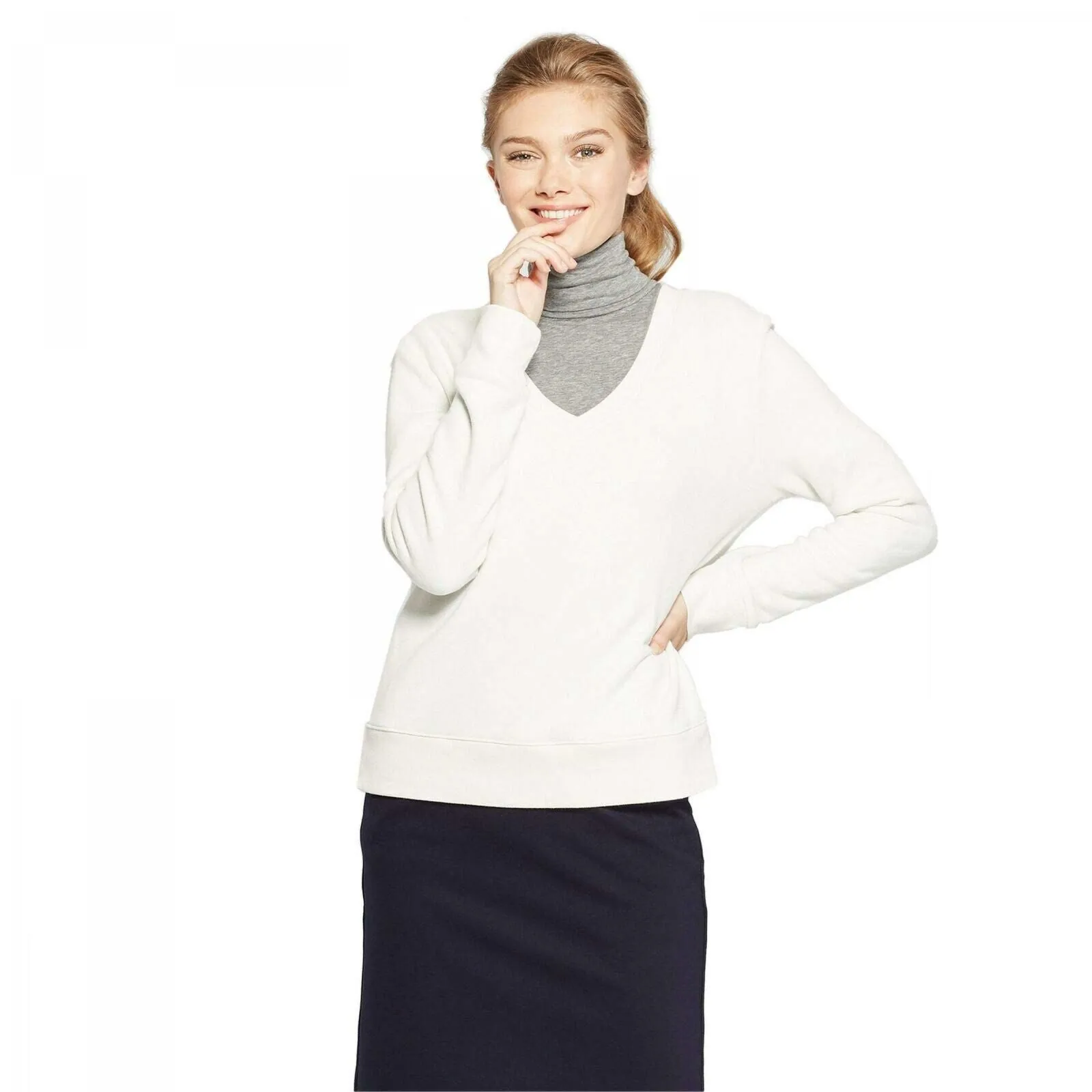 A New Day Women's V-Neck Pullover Sweatshirt Top