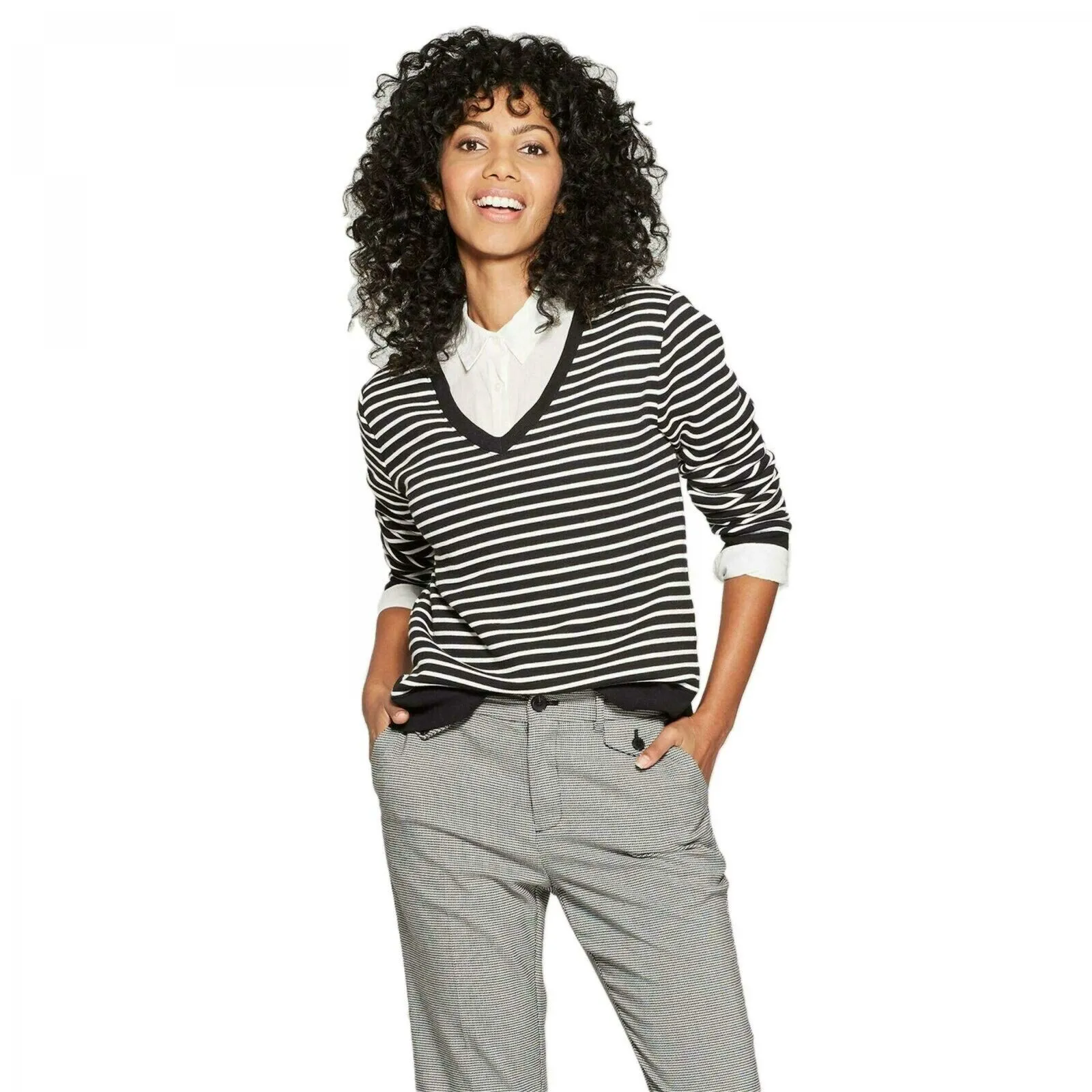 A New Day Women's V-Neck Pullover Sweatshirt Top