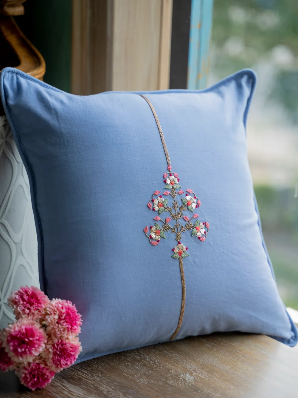 Aarti Sethia Studio  I   breezy-blue-cushion-cover-cotton