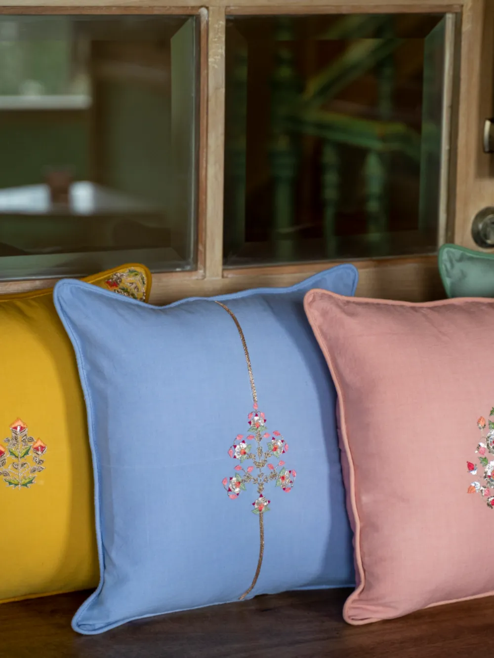 Aarti Sethia Studio  I   breezy-blue-cushion-cover-cotton