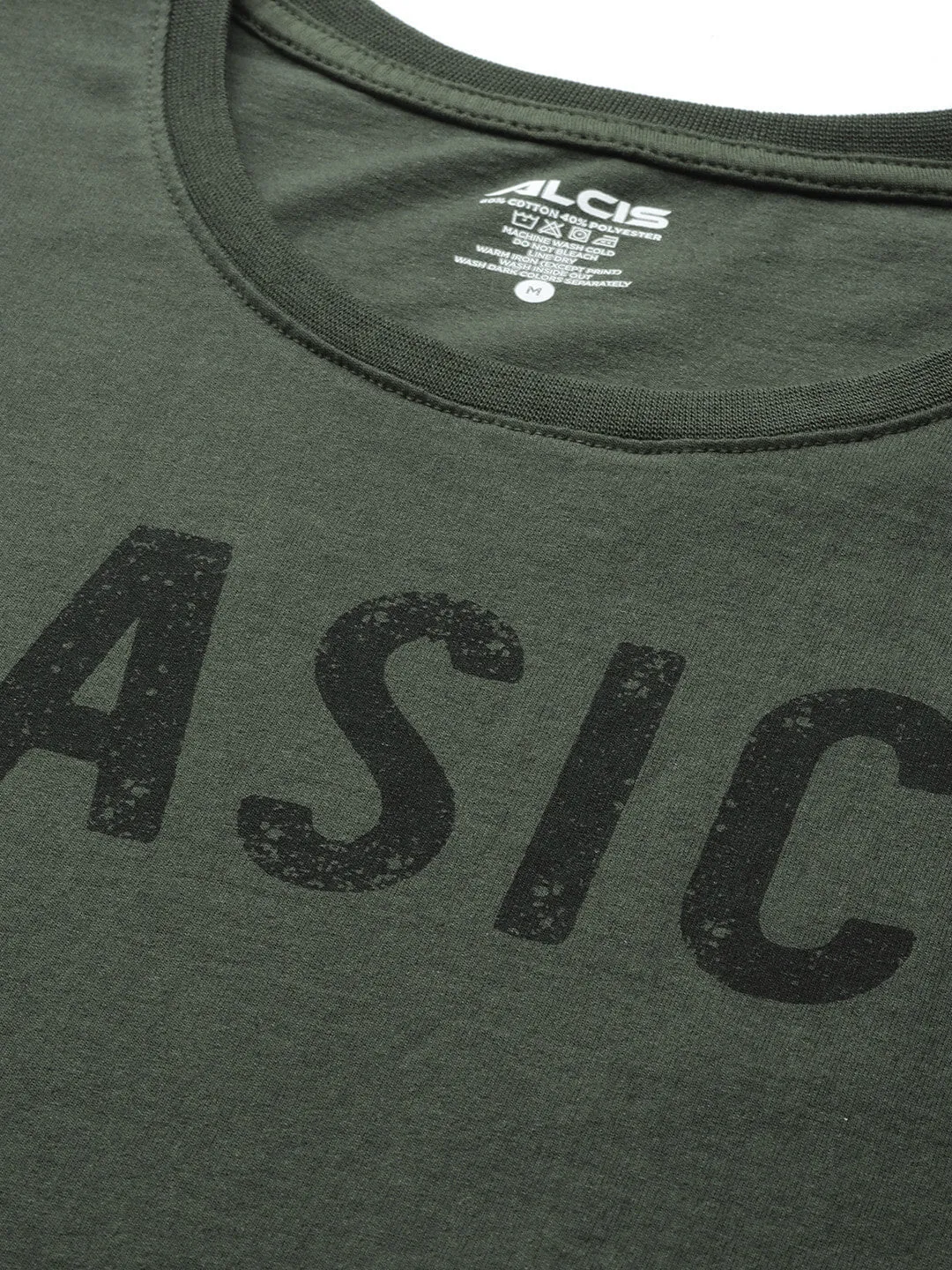 Alcis Men Olive Green Typography Printed Dry Tech Slim Fit T-shirt