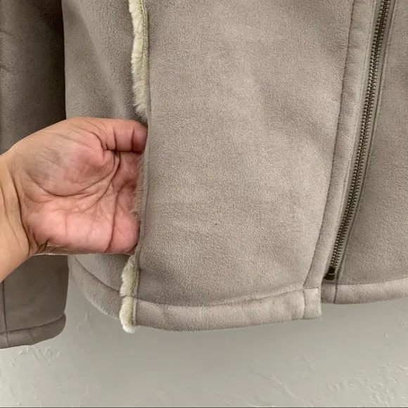 Alfani Suede Shearling Asymmetrical Coat Jacket XS