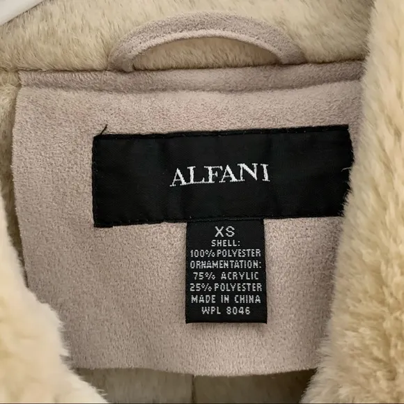 Alfani Suede Shearling Asymmetrical Coat Jacket XS