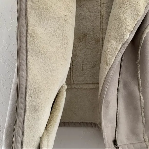 Alfani Suede Shearling Asymmetrical Coat Jacket XS