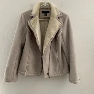Alfani Suede Shearling Asymmetrical Coat Jacket XS