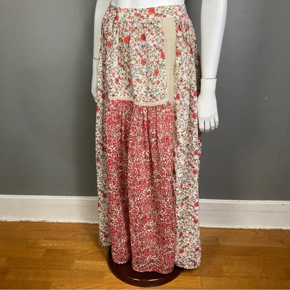Anthropologie Ranna Gill skirt XS maxi prairie boho crochet floral western
