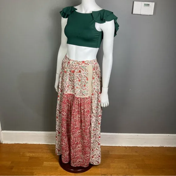 Anthropologie Ranna Gill skirt XS maxi prairie boho crochet floral western