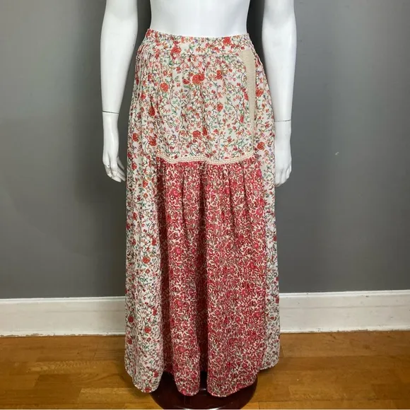 Anthropologie Ranna Gill skirt XS maxi prairie boho crochet floral western