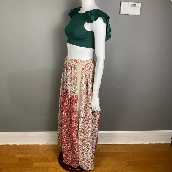 Anthropologie Ranna Gill skirt XS maxi prairie boho crochet floral western