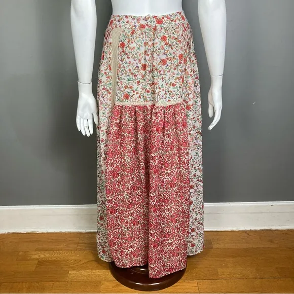 Anthropologie Ranna Gill skirt XS maxi prairie boho crochet floral western