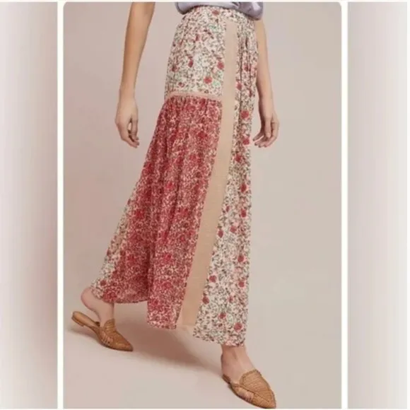 Anthropologie Ranna Gill skirt XS maxi prairie boho crochet floral western