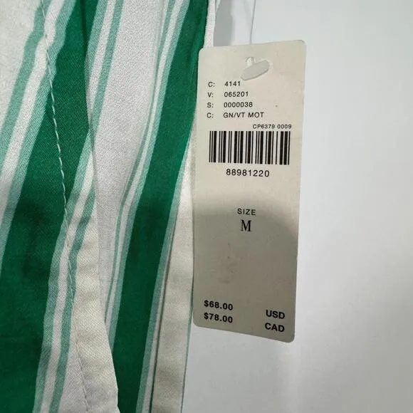 Anthropologie Women’s Size Medium Green Stripe Lightweight Bermuda Boxer Shorts
