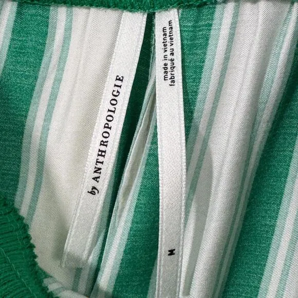 Anthropologie Women’s Size Medium Green Stripe Lightweight Bermuda Boxer Shorts
