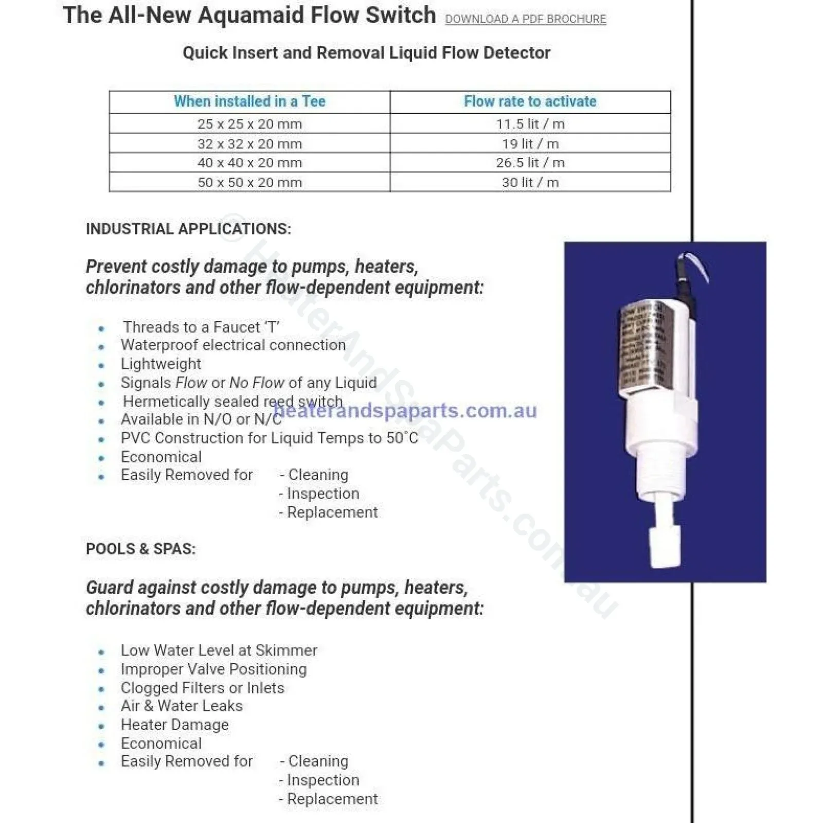 Aquamaid Flow Switch - Obsolete