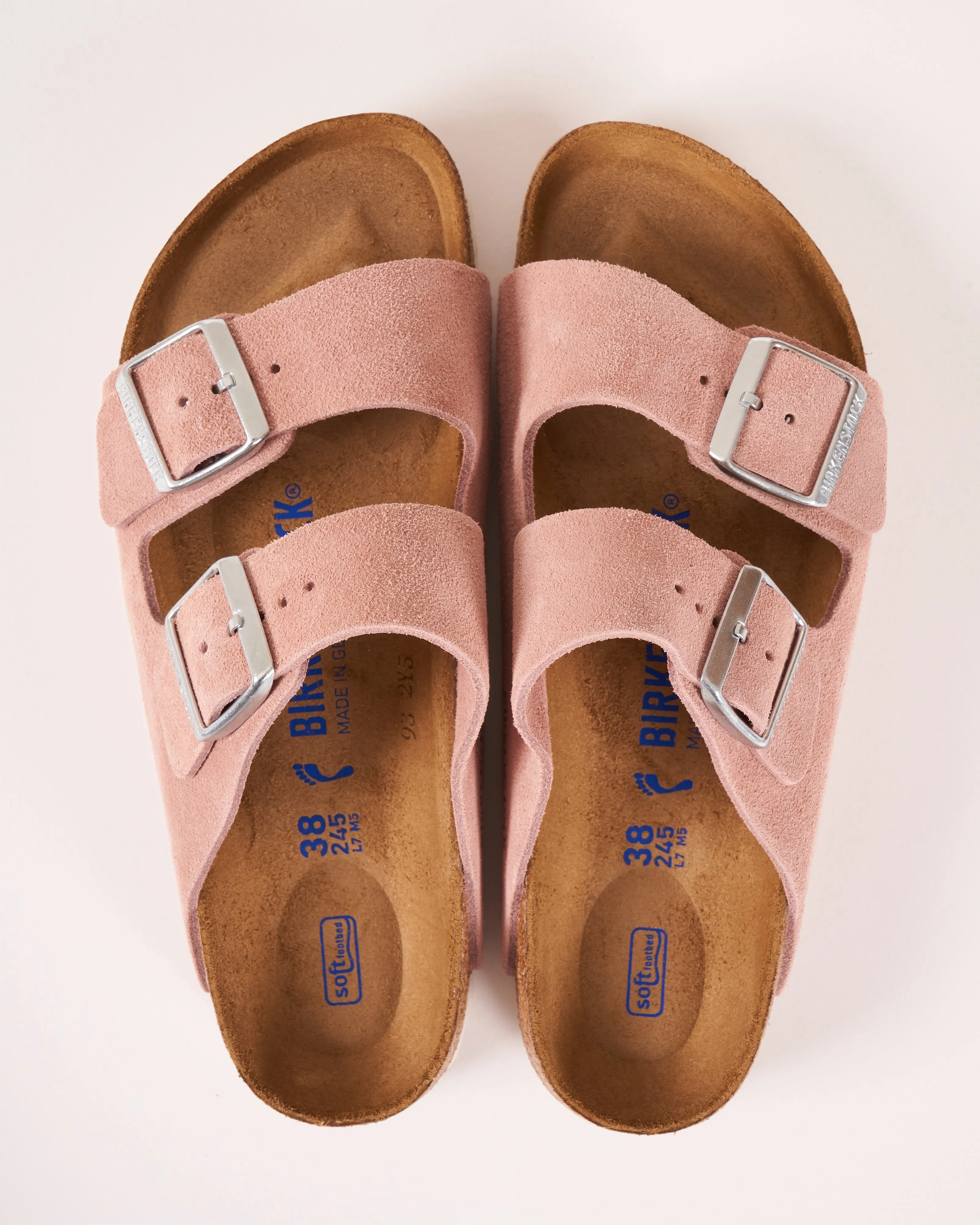 arizona soft footbed sandal - pink clay suede