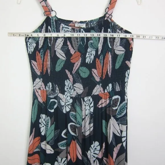 Avenue 14 - 16 Maxi Dress Navy Patel Floral Ruffle Crochet Trim Hi-Lo Hem NEW