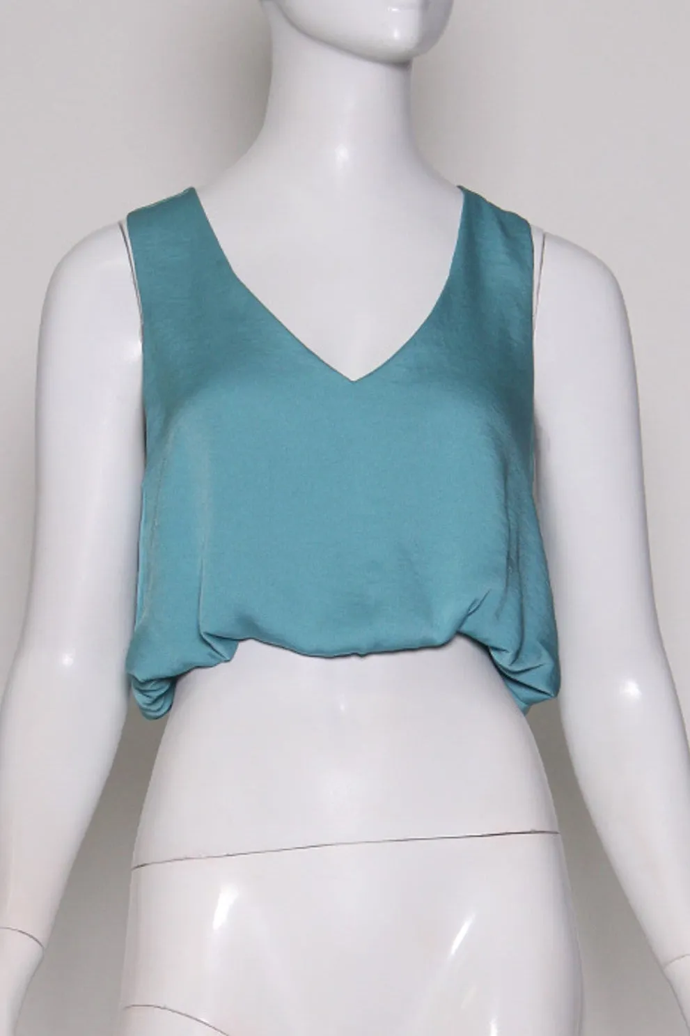 Back In Time Poly Silk V-Neck Top