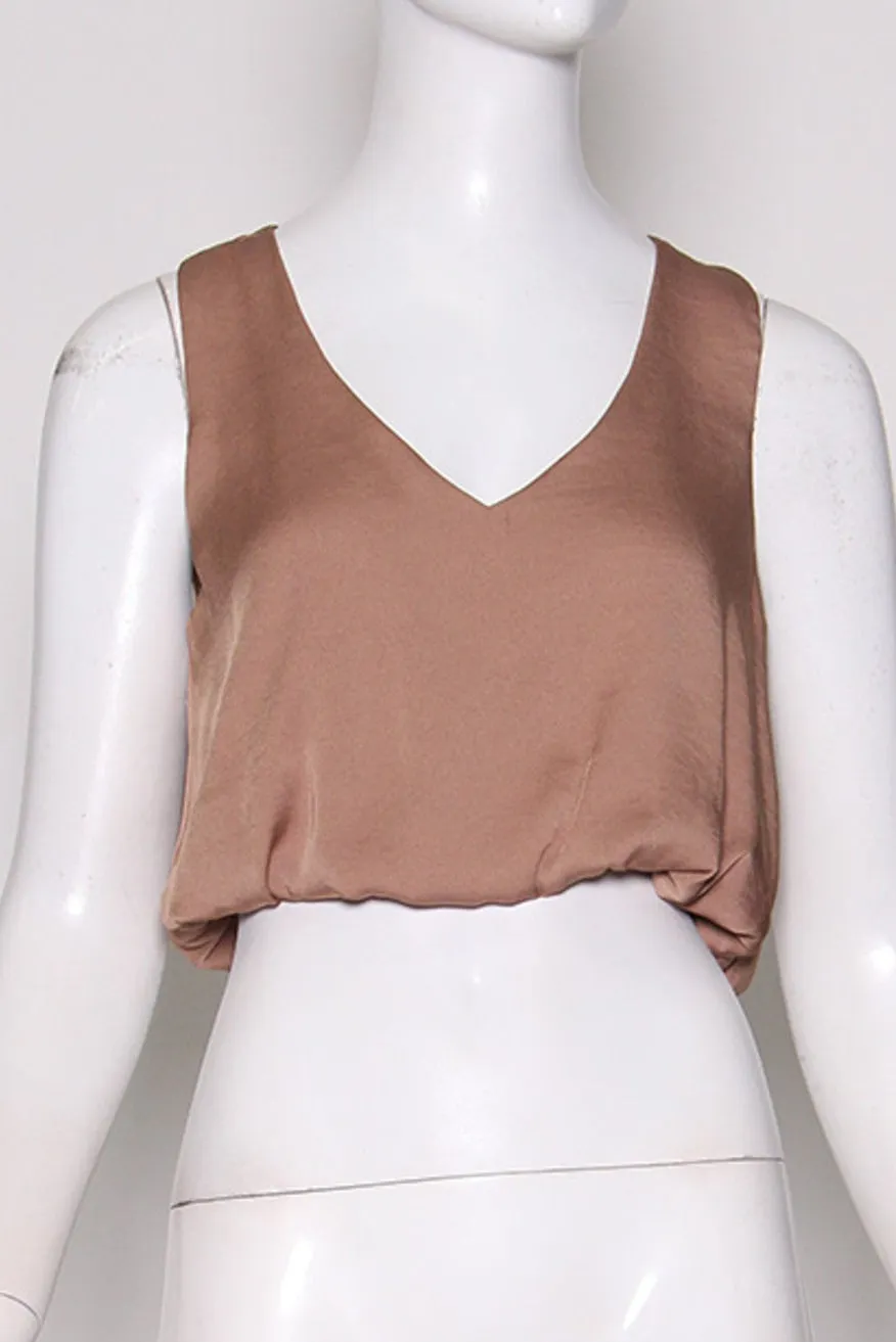 Back In Time Poly Silk V-Neck Top