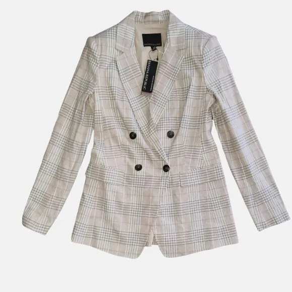 Banana Republic Slim Double Breasted Linen Blazer Sz 0