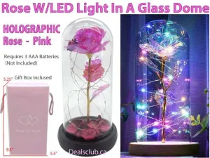 Beauty & The Beast Rose With LED Light In A Glass Dome