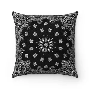 Black Bandana Faux Suede Square Pillow
