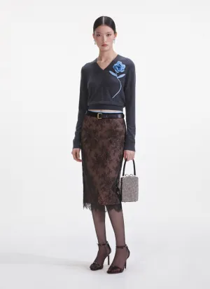 Black Lace Midi Skirt