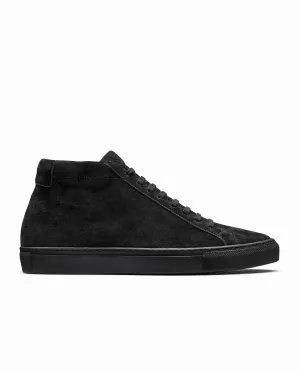 Black Suede Mid-Top Sneakers