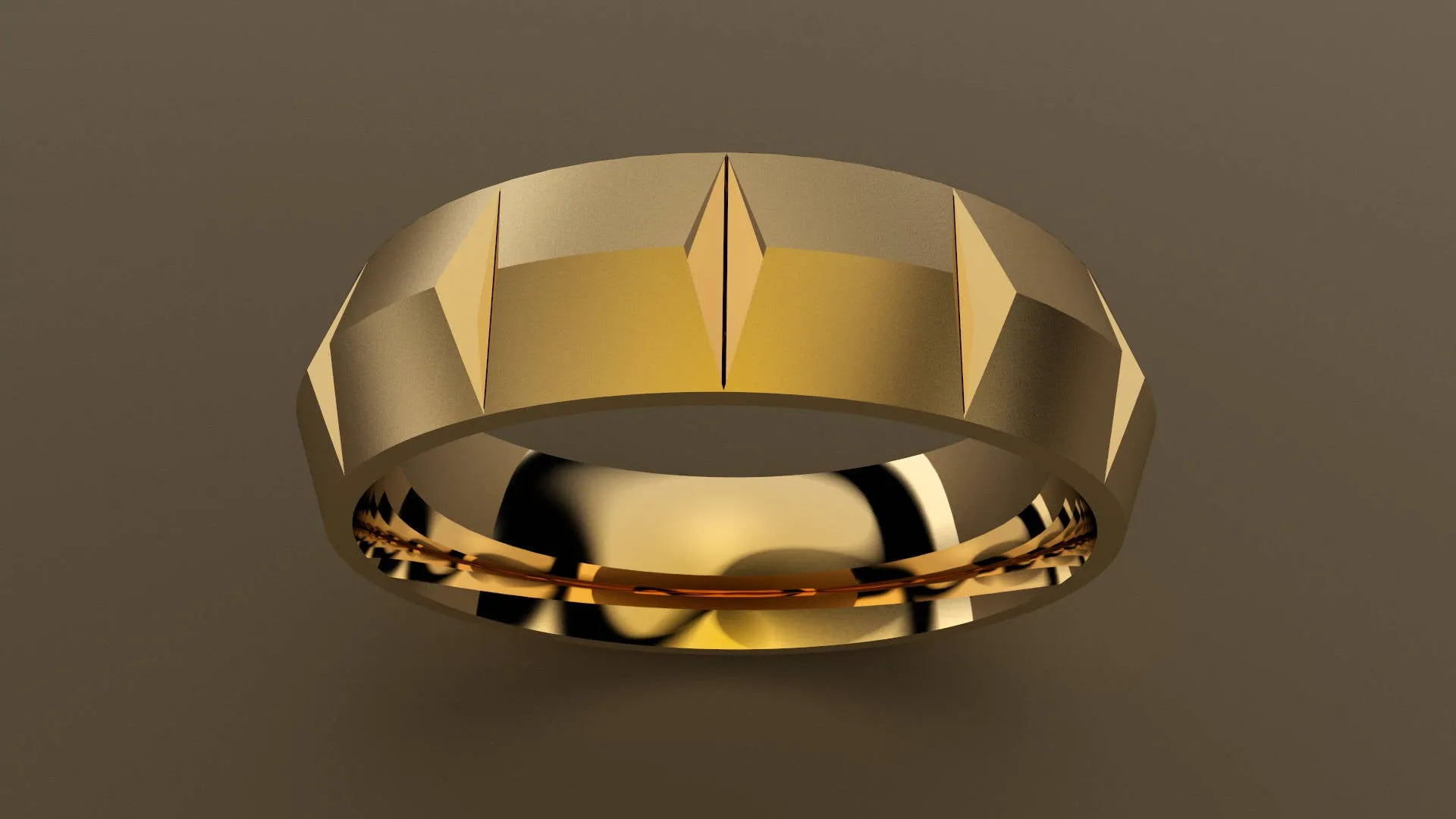 Brushed Yellow Gold 6mm Knife Edge Segmented Wedding Band