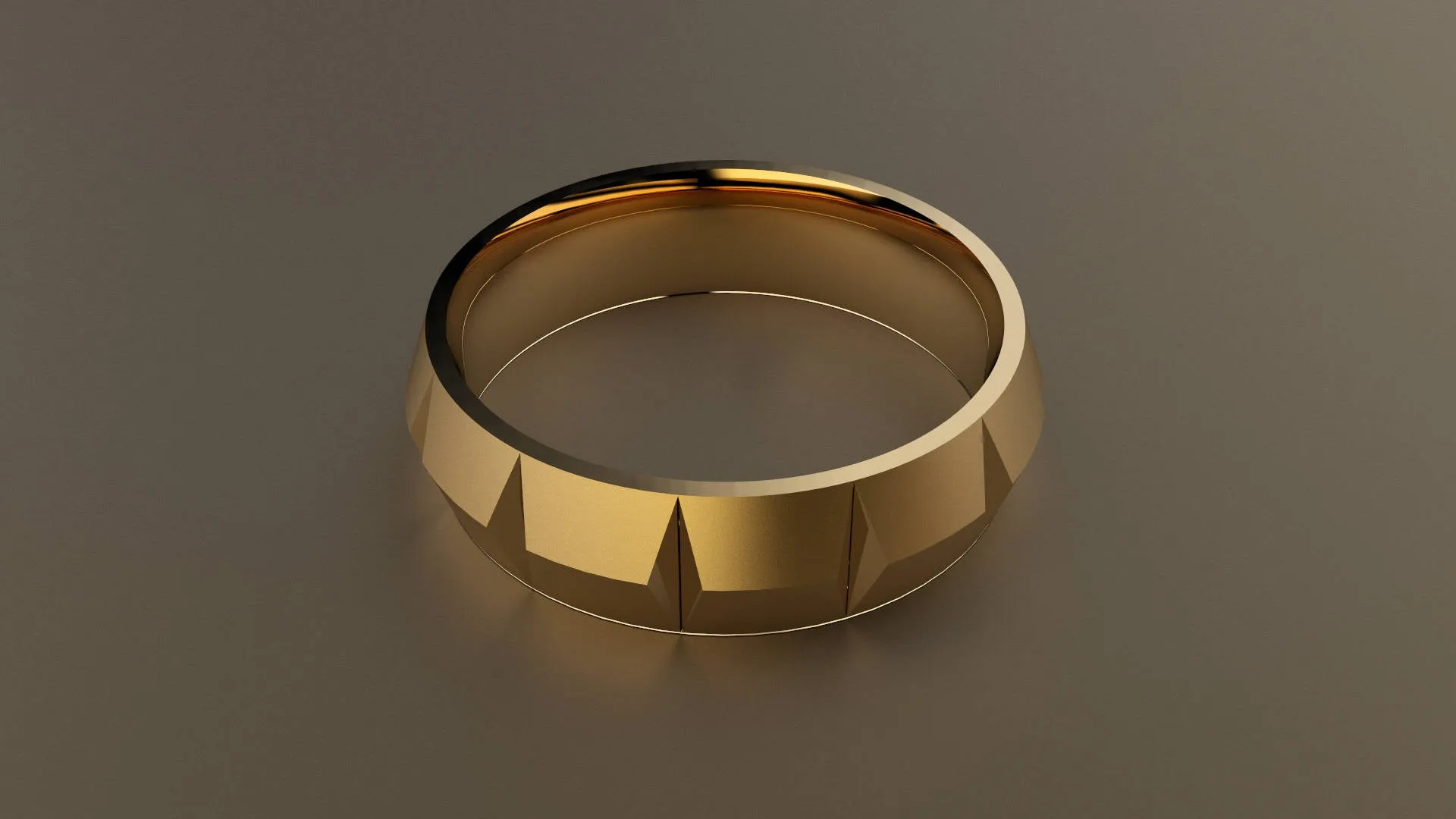 Brushed Yellow Gold 6mm Knife Edge Segmented Wedding Band