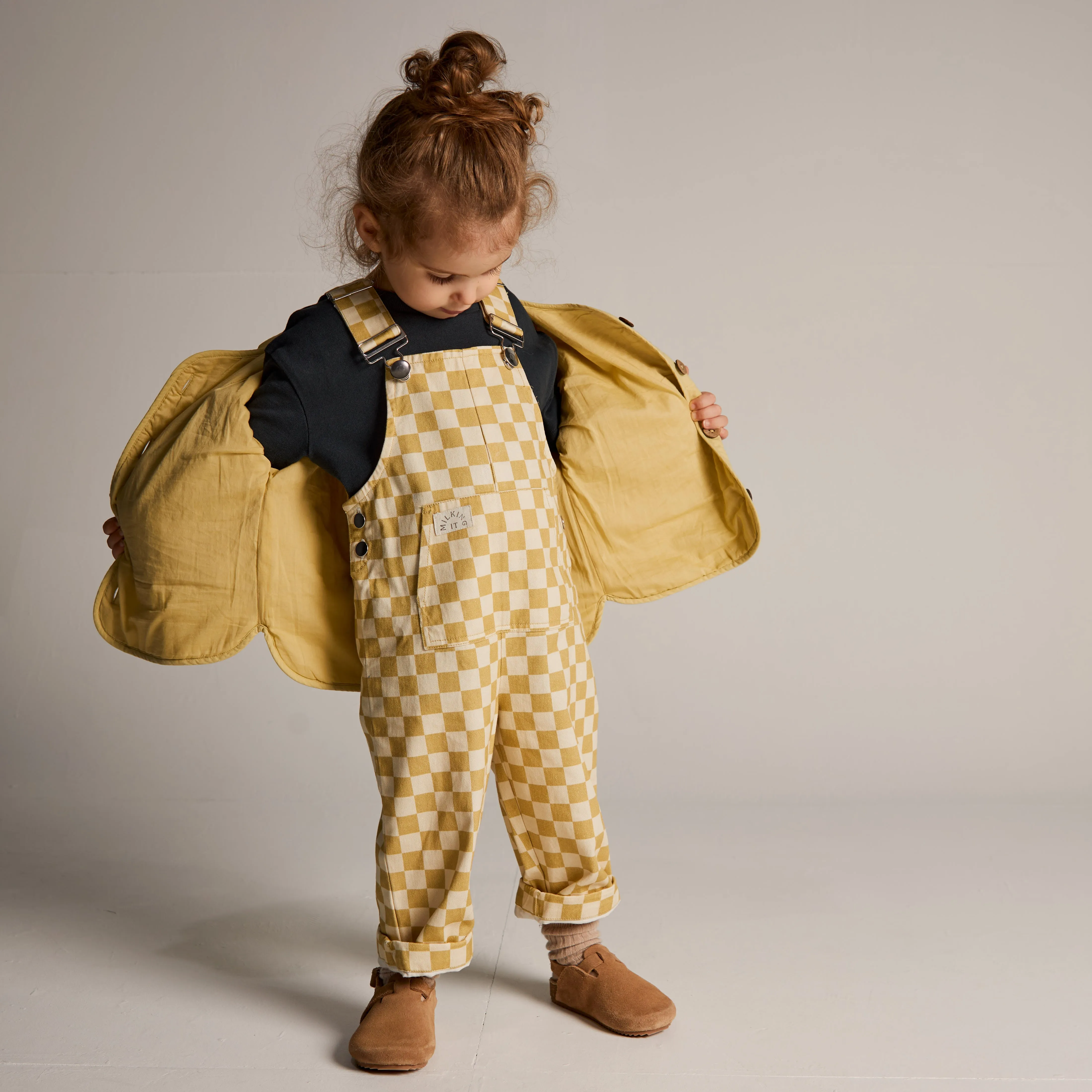 Checkerboard 90s Dungarees (Ochre)
