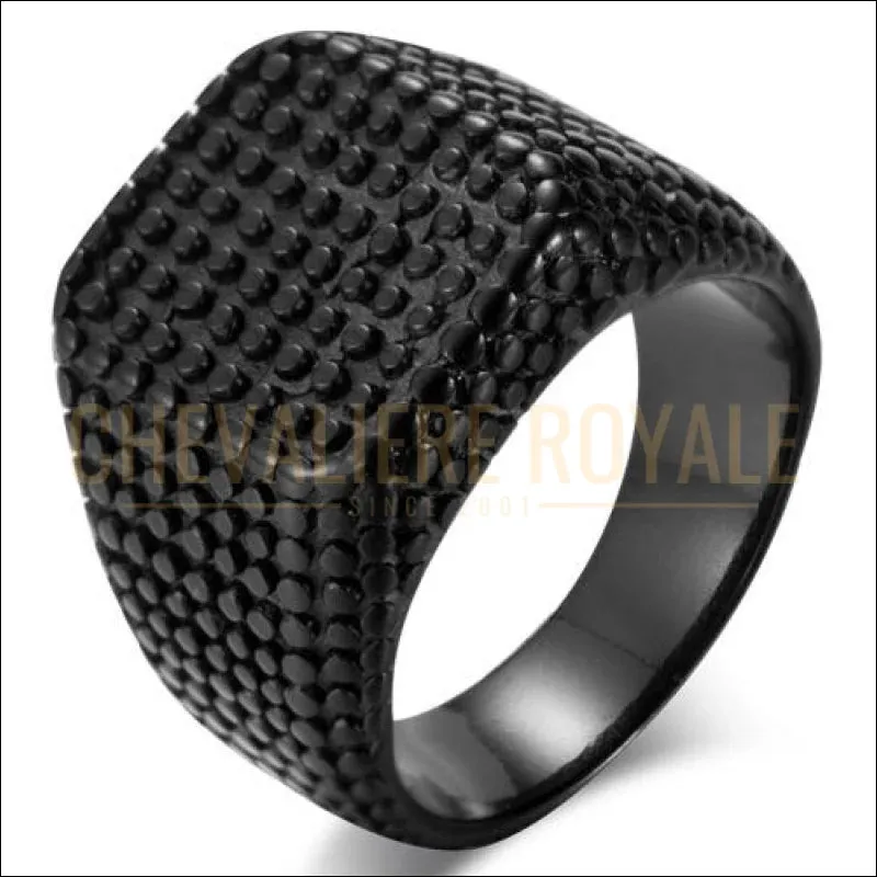 Chevalière homme robuste et durable pointillé titane acier