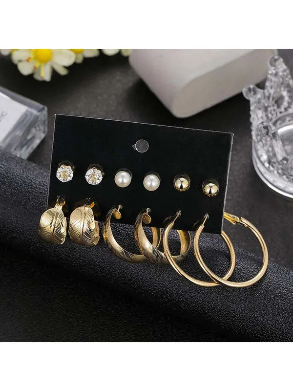 Combo of 15 Pair Gold Plated Hoop and Studs Earrings