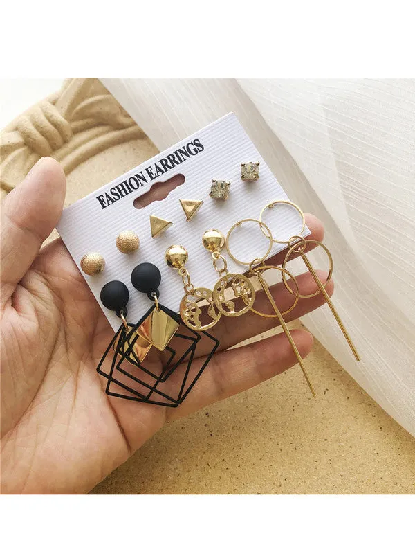 Combo of 15 Pair Studs and Pearl Hoop Earrings